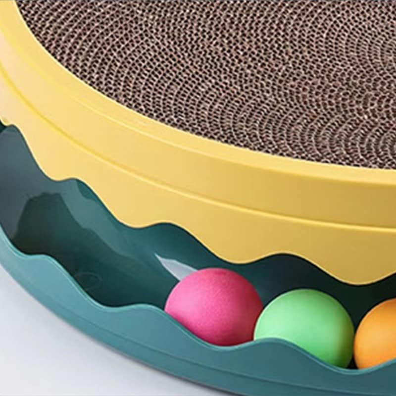KFX-5813949 Round Interactive Cat Scratcher with Built-in Ball - Double Layer Scratching Pad for Play and Relaxation