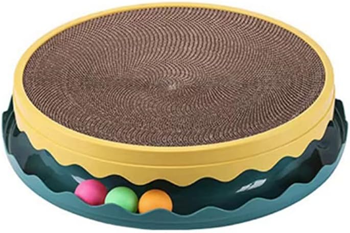 KFX-5813949 Round Interactive Cat Scratcher with Built-in Ball - Double Layer Scratching Pad for Play and Relaxation