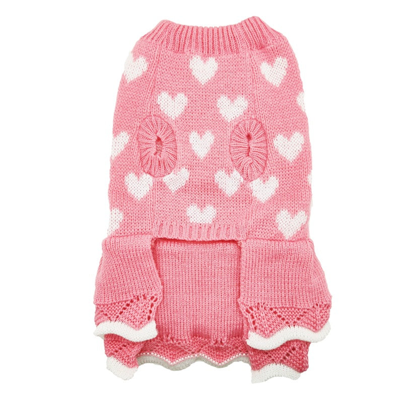 KFX-5814461 Cozy Red and Pink Round Neck Acrylic Sweater for Dogs