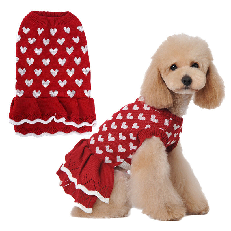 KFX-5814461 Cozy Red and Pink Round Neck Acrylic Sweater for Dogs