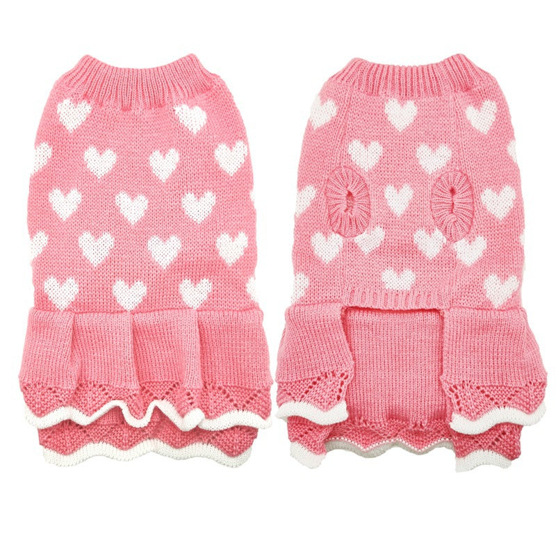 KFX-5814461 Cozy Red and Pink Round Neck Acrylic Sweater for Dogs