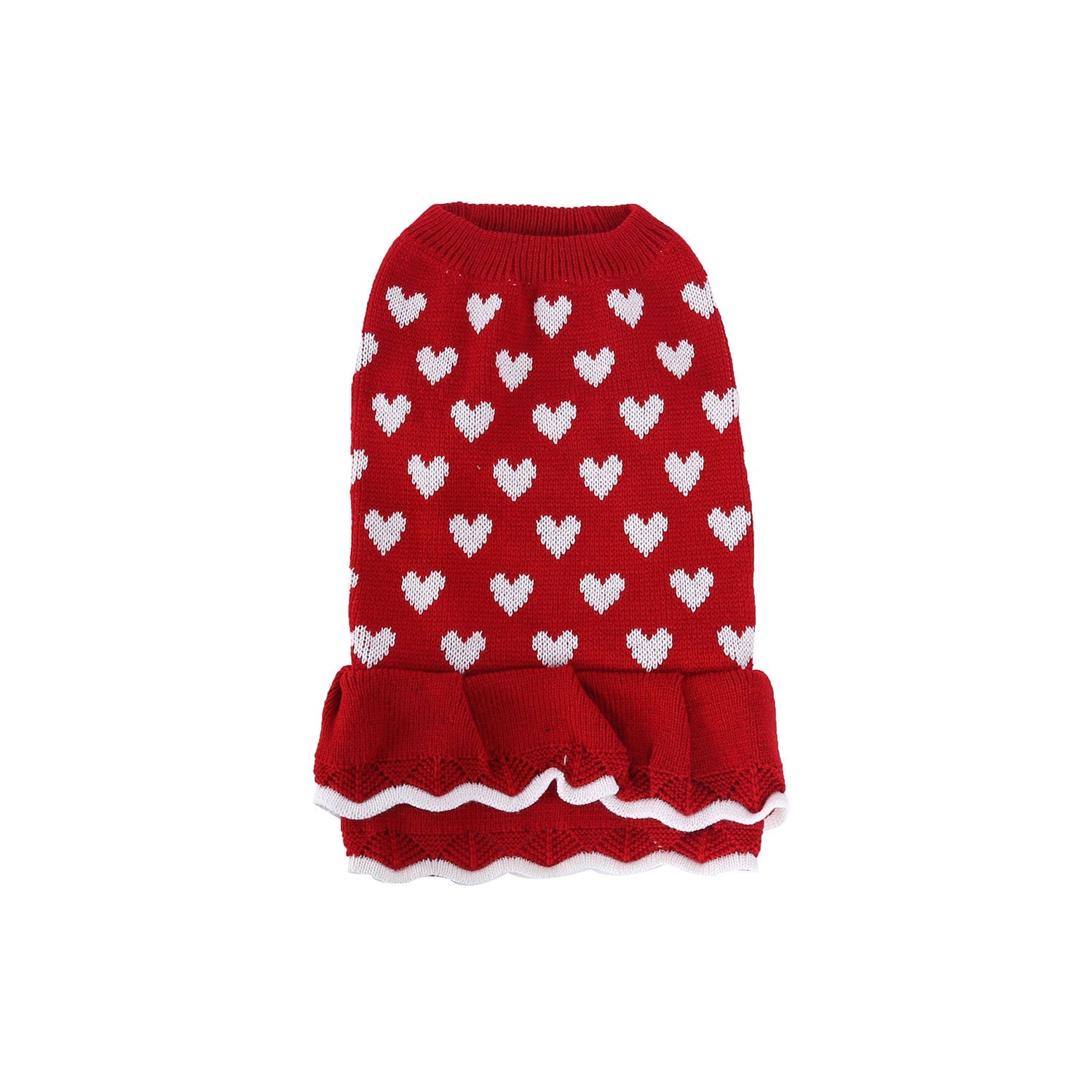 KFX-5814461 Cozy Red and Pink Round Neck Acrylic Sweater for Dogs