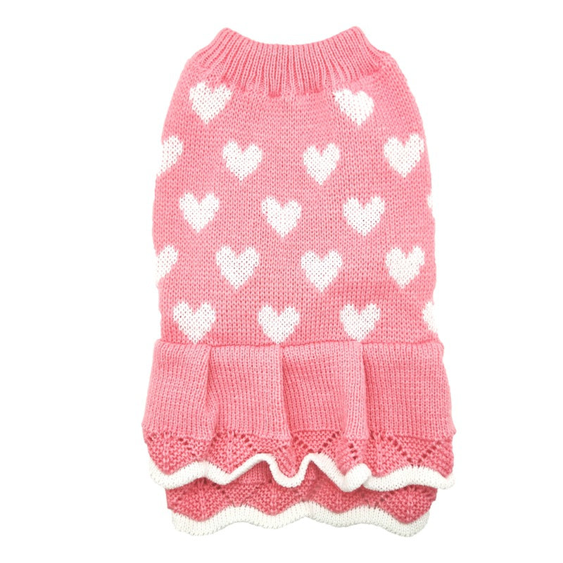 KFX-5814461 Cozy Red and Pink Round Neck Acrylic Sweater for Dogs