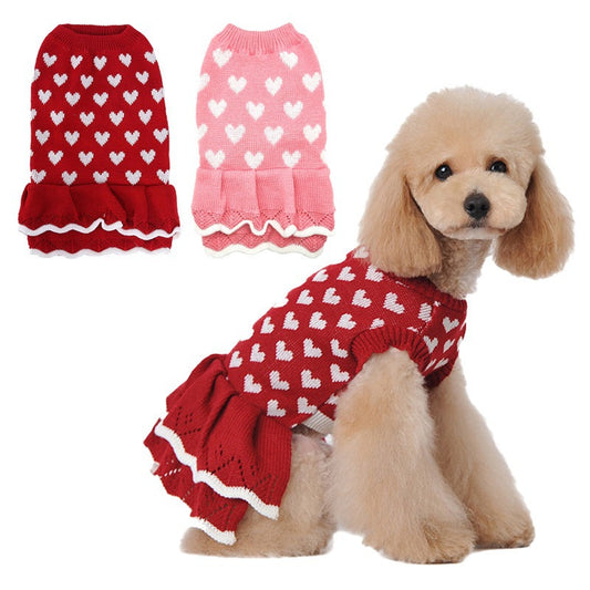 KFX-5814461 Cozy Red and Pink Round Neck Acrylic Sweater for Dogs