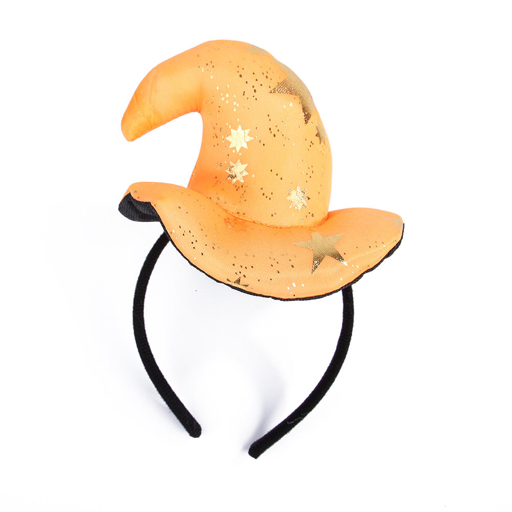 KFX-5814845 Pet Friendly Halloween Headband - Flannel Hat with Sequins and Small Balls, Available in Black, Yellow, and Green