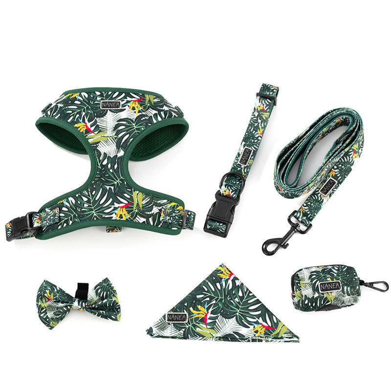 KFX-5815741 Adjustable Pet Harness Set with Leash, Collar, Bow, and Accessories