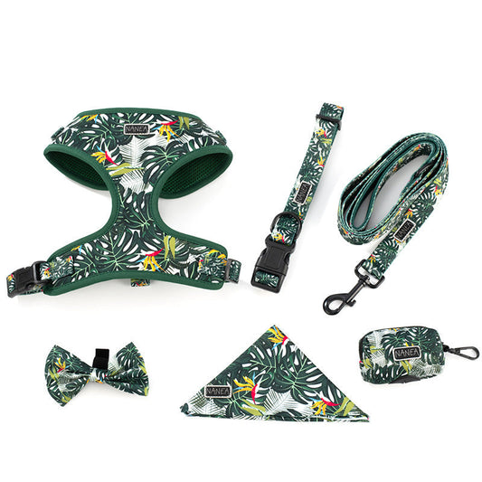 KFX-5815741 Adjustable Pet Harness Set with Leash, Collar, Bow, and Accessories