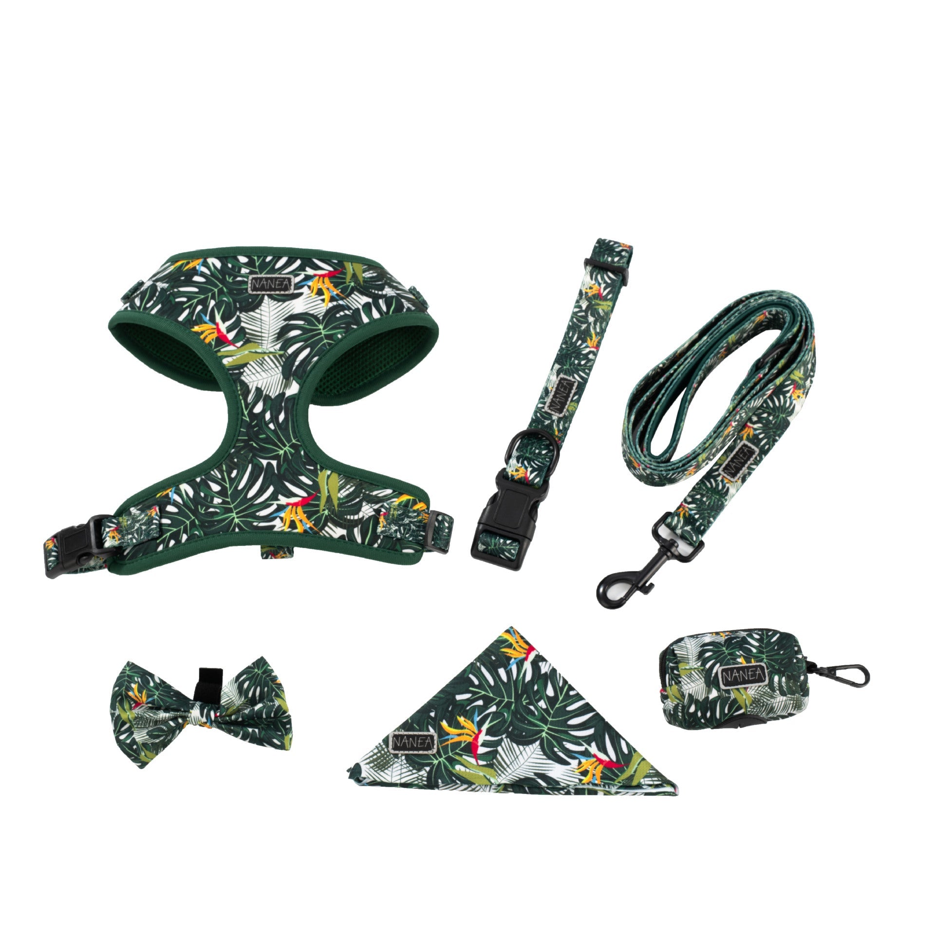 KFX-5815741 Adjustable Pet Harness Set with Leash, Collar, Bow, and Accessories
