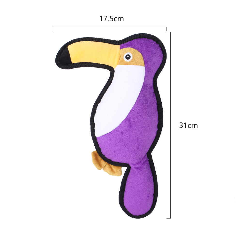KFX-5816125 Plush Bite-Resistant Pet Toys Set – Snake, Parrot, Orangutan in Black, Green, Purple