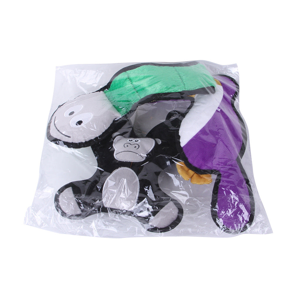 KFX-5816125 Plush Bite-Resistant Pet Toys Set – Snake, Parrot, Orangutan in Black, Green, Purple