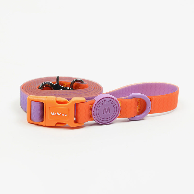 KFX-5818429 Waterproof Nylon Dog Collar with 1.5m Hand Holding Rope in Multiple Colors