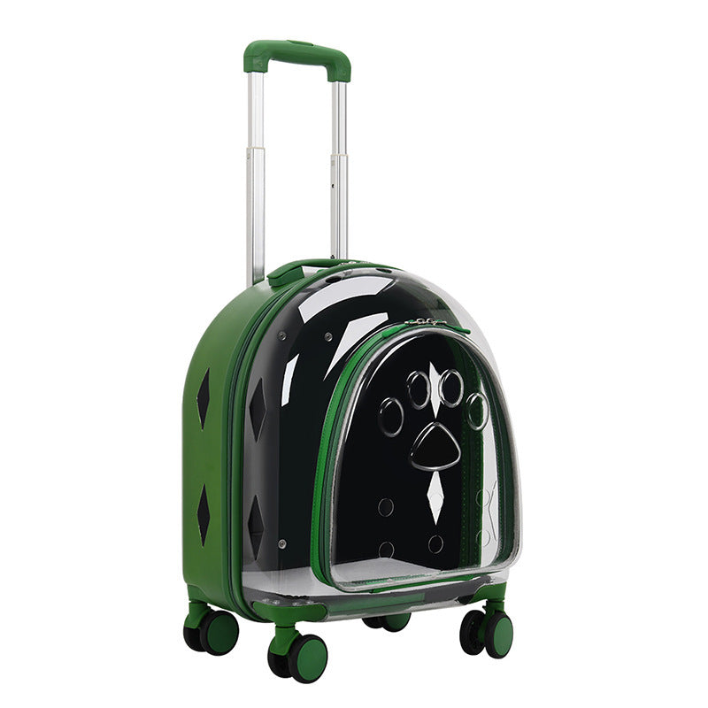 KFX-5818685 Transparent Pet Trolley Bag with Panoramic View for Dogs - Medium Soft PVC Travel Suitcase