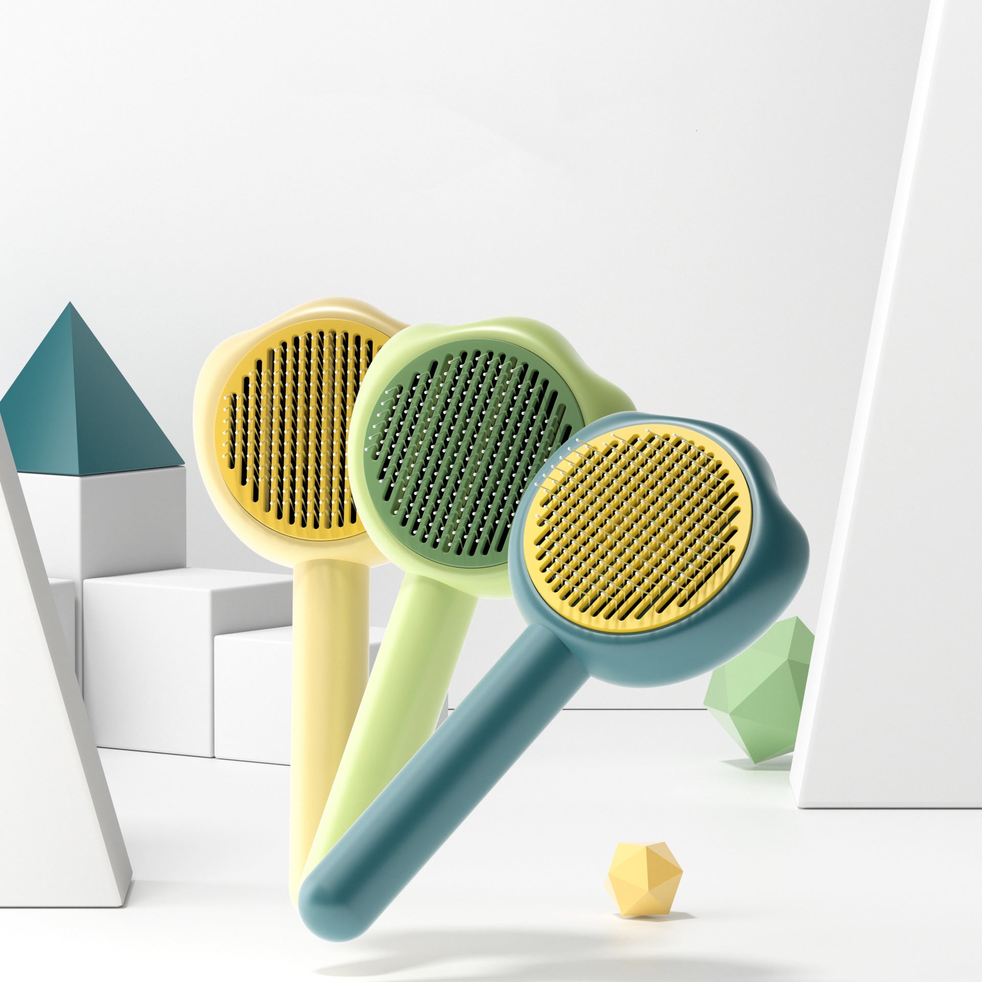 KFX-5819709 Self-Cleaning Pet Grooming Comb for Cats with Cute Handle - 183mm x 90mm