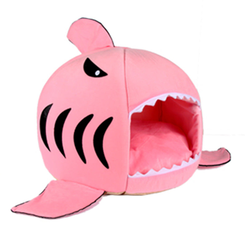 KFX-5820477 Cozy Shark-Shaped Pet Bed for Dogs and Cats in Gray, Pink, and Blue – Soft Oxford Cloth with PP Cotton Filling