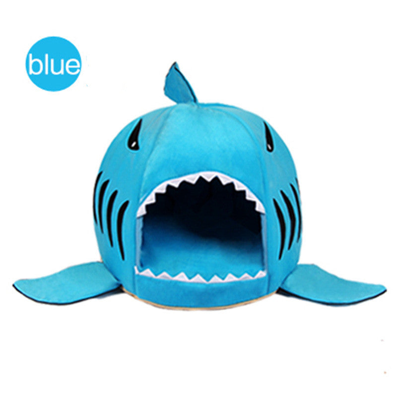 KFX-5820477 Cozy Shark-Shaped Pet Bed for Dogs and Cats in Gray, Pink, and Blue – Soft Oxford Cloth with PP Cotton Filling