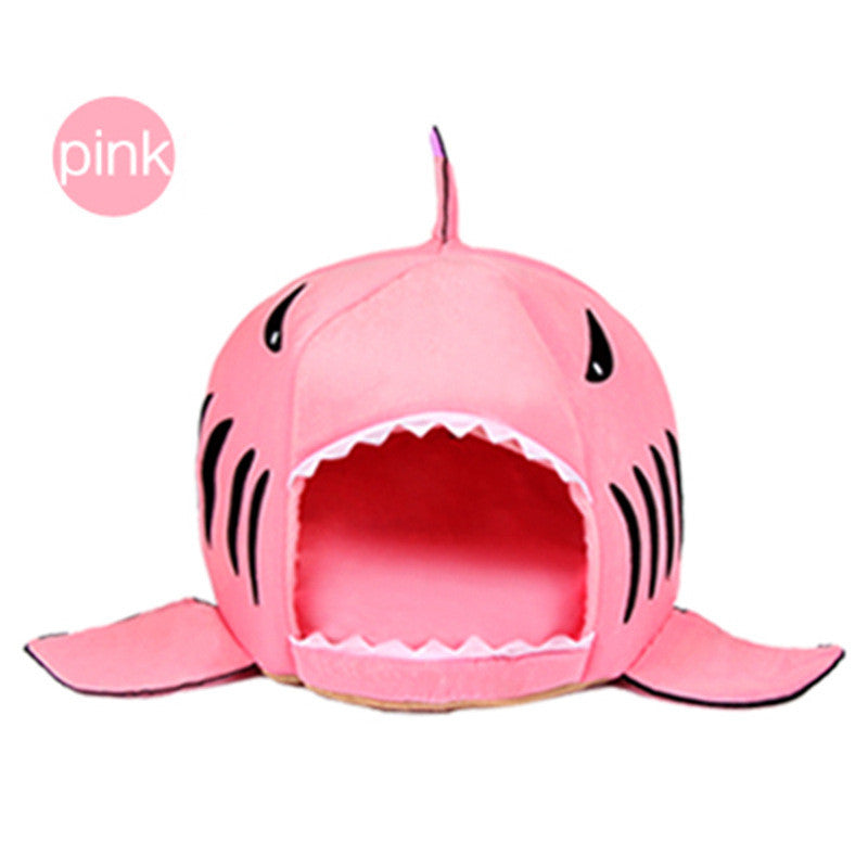 KFX-5820477 Cozy Shark-Shaped Pet Bed for Dogs and Cats in Gray, Pink, and Blue – Soft Oxford Cloth with PP Cotton Filling