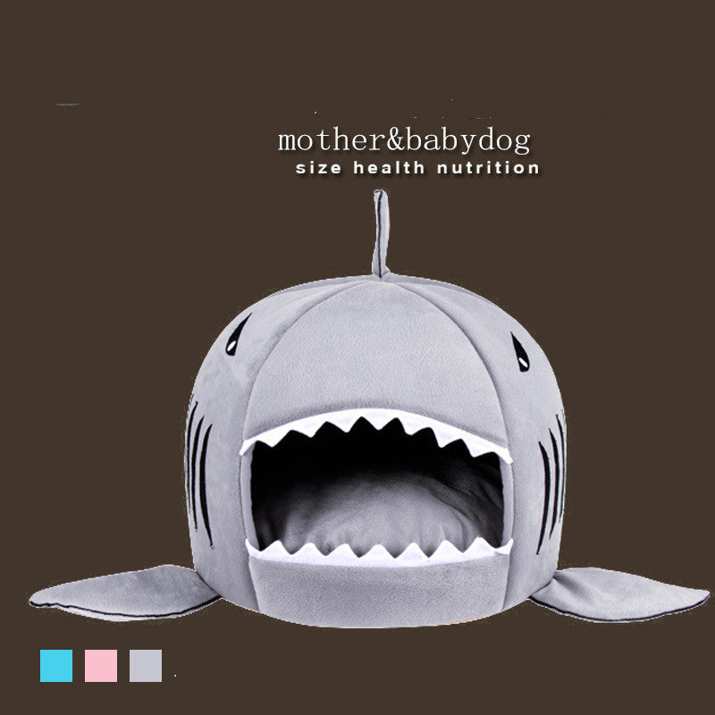 KFX-5820477 Cozy Shark-Shaped Pet Bed for Dogs and Cats in Gray, Pink, and Blue – Soft Oxford Cloth with PP Cotton Filling