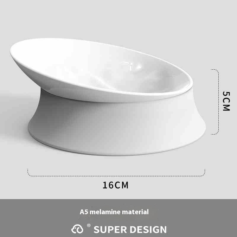 KFX-5822397 Cervical Spine Drinking Bowl for Cats - White Ceramic and Melamine Options
