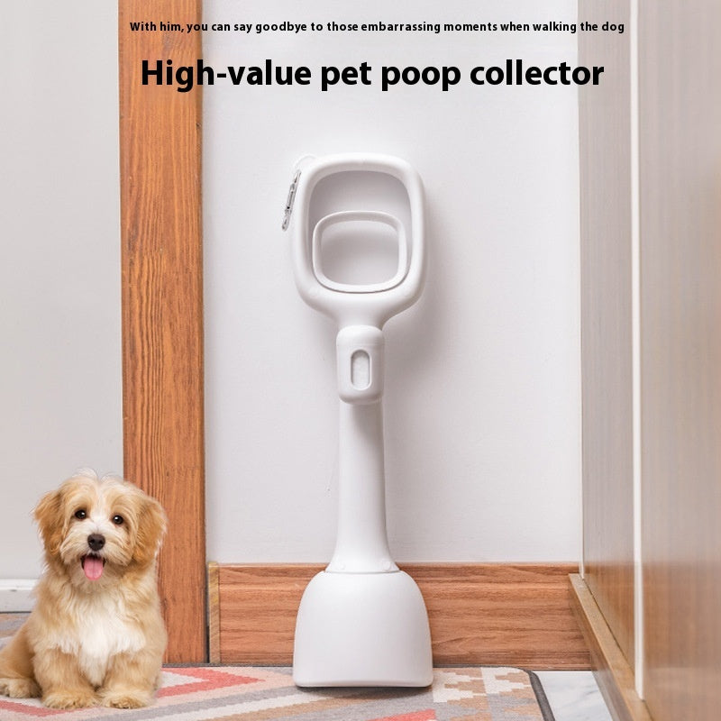 KFX-5823037 White Plastic Pooper Scooper with Clip for Easy Pet Cleanup