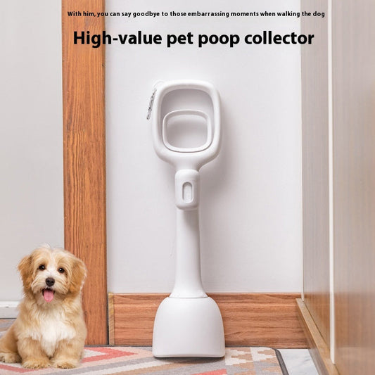 KFX-5823037 White Plastic Pooper Scooper with Clip for Easy Pet Cleanup