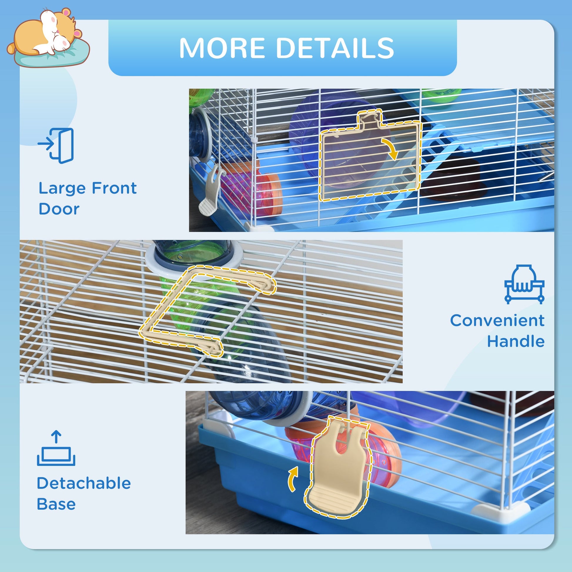 KFX-5825853 2-Level Small Animal Habitat with Exercise Wheel and Accessories for Hamsters, Mice, and Gerbils