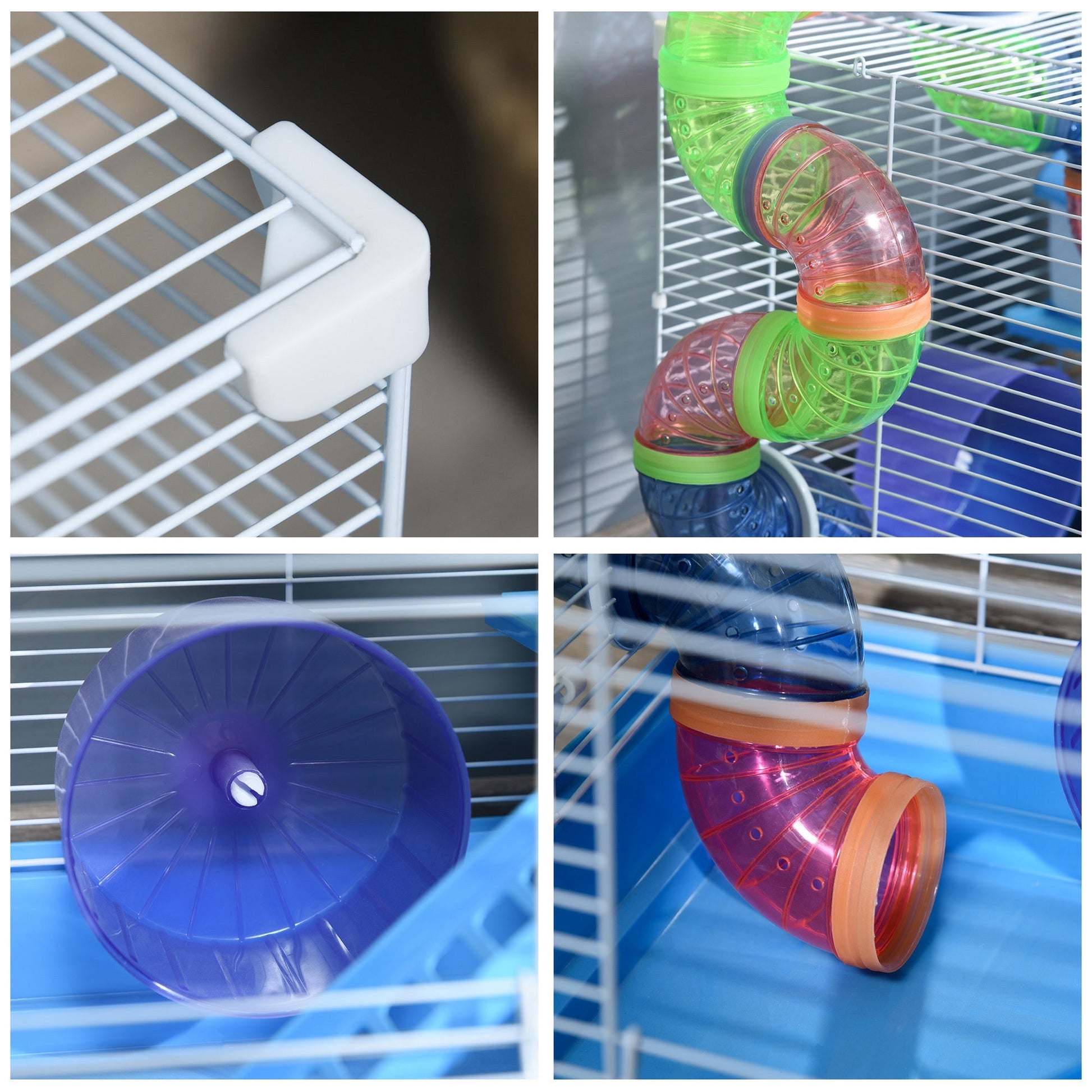 KFX-5825853 2-Level Small Animal Habitat with Exercise Wheel and Accessories for Hamsters, Mice, and Gerbils