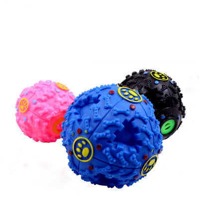 KFX-5825981 Eco-Friendly Rubber Chew Toy for Dogs - Squeaky Sound Dispenser Ball in Black, Rose Red, and Blue