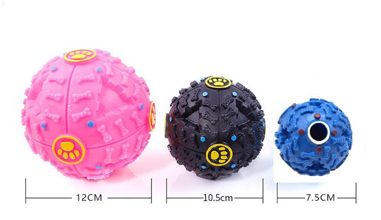 KFX-5825981 Eco-Friendly Rubber Chew Toy for Dogs - Squeaky Sound Dispenser Ball in Black, Rose Red, and Blue