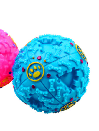 KFX-5825981 Eco-Friendly Rubber Chew Toy for Dogs - Squeaky Sound Dispenser Ball in Black, Rose Red, and Blue