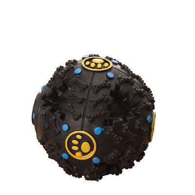 KFX-5825981 Eco-Friendly Rubber Chew Toy for Dogs - Squeaky Sound Dispenser Ball in Black, Rose Red, and Blue