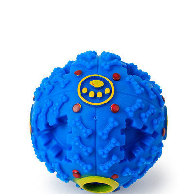 KFX-5825981 Eco-Friendly Rubber Chew Toy for Dogs - Squeaky Sound Dispenser Ball in Black, Rose Red, and Blue