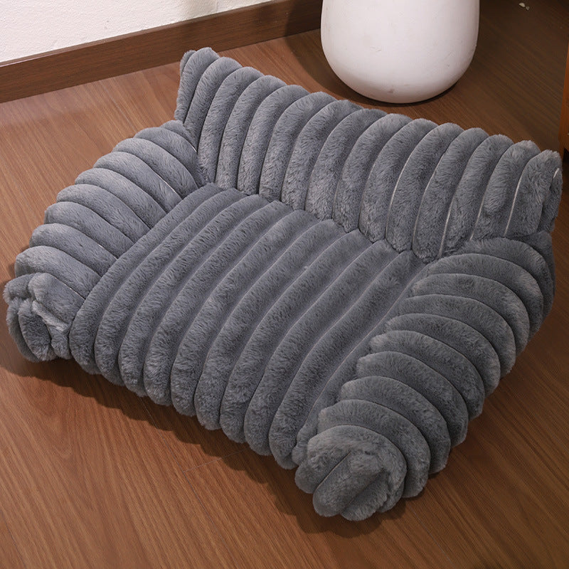 KFX-5826237 Plush Cat Sofa Bed - Thickened Multi-Size Pet Kennel in Pink, Gray, Khaki, Milky White