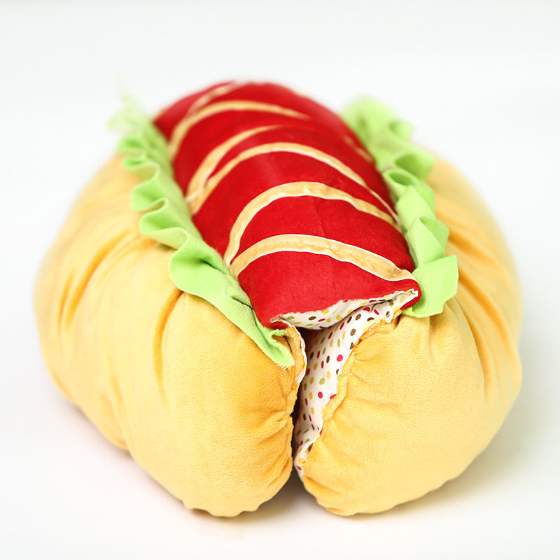 KFX-5826365 Hot Dog Burger Costume for Dogs - Cotton Blend, One Size Fits Most, Neck 57cm, Length 27cm