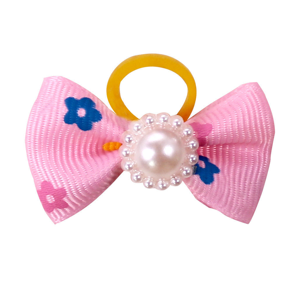 KFX-5827005 Flower Dog and Cat Hair Bow Rubber Band Scrunchie Accessories - 3-4cm, Pack of 50