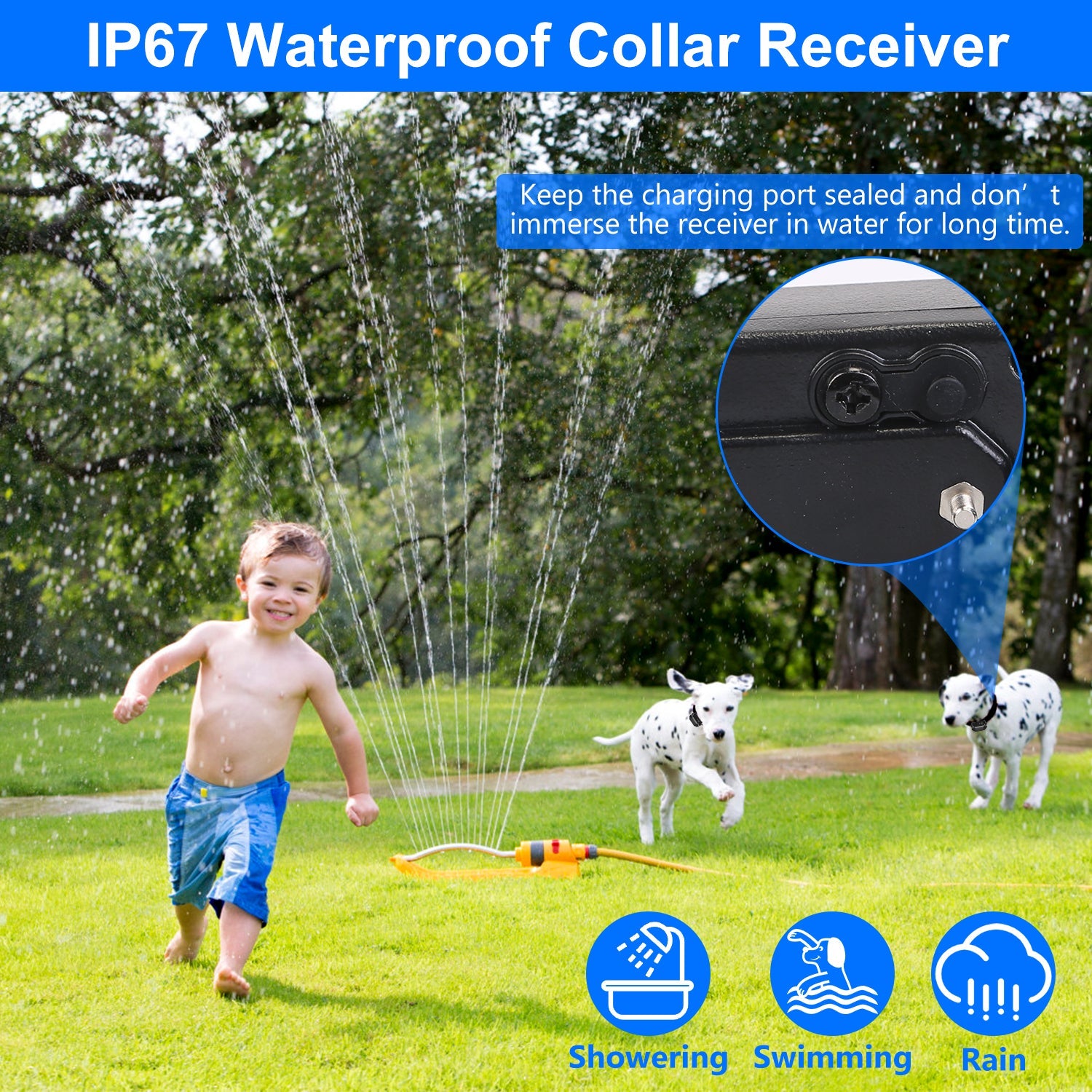 KFX-5827645 Wireless Electric Dog Fence System with Adjustable Boundary & Collar for Small to Large Dogs