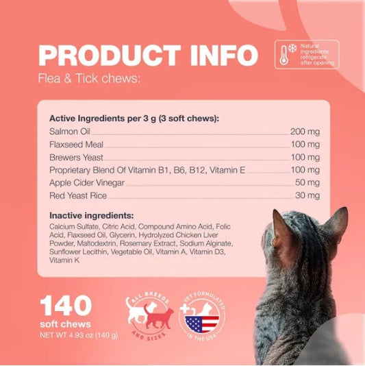 KFX-5828029 Salmon Flavor Flea Support Chews for Cats - Daily Oral Treatment for All Breeds and Ages