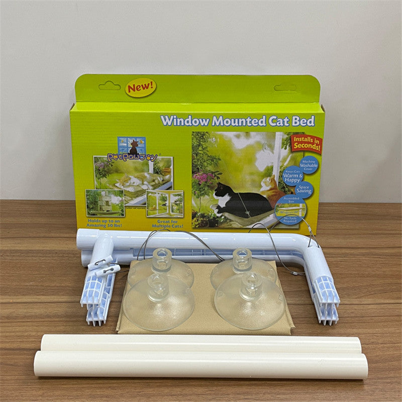 KFX-5829565 Suction Cup Cat Hammock Pet Bed with Removable Washable Cushion - Supports Up to 20kg