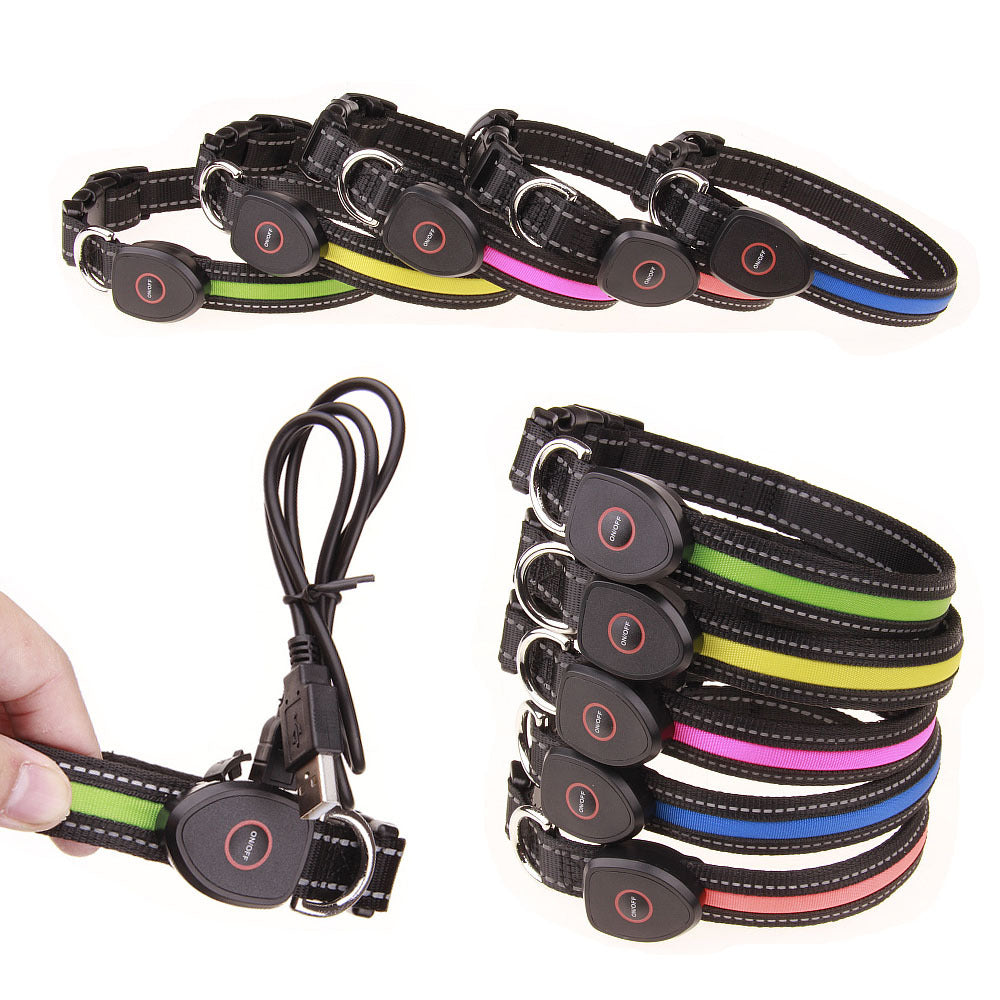 KFX-5829949 Luminous Dog Collar with Adjustable Lengths (S: 28CM-40CM, M: 33CM-50CM, L: 38CM-60CM)