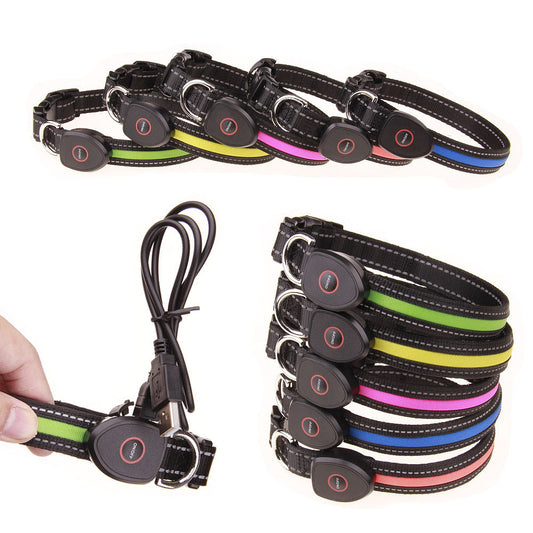 KFX-5829949 Luminous Dog Collar with Adjustable Lengths (S: 28CM-40CM, M: 33CM-50CM, L: 38CM-60CM)