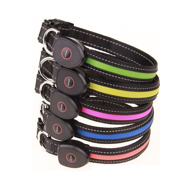 KFX-5829949 Luminous Dog Collar with Adjustable Lengths (S: 28CM-40CM, M: 33CM-50CM, L: 38CM-60CM)