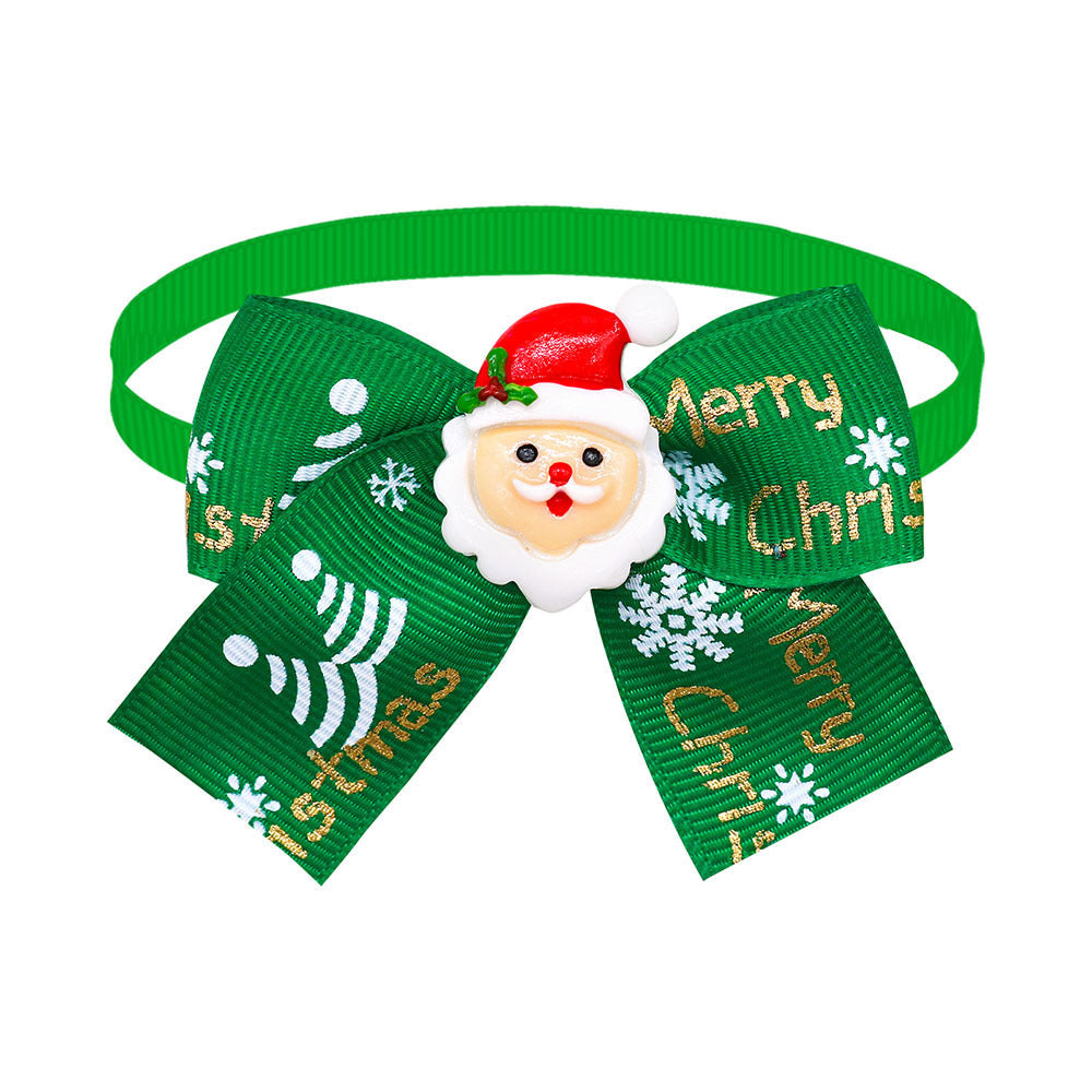 KFX-5830205 Christmas Pet Bow Tie Accessory for Dogs and Cats - Red and Green Design, Multiple Patterns Available