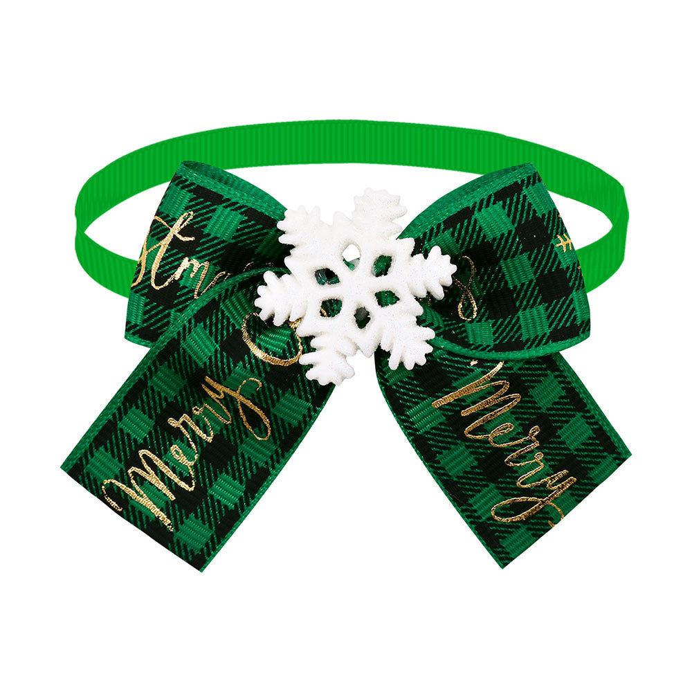 KFX-5830205 Christmas Pet Bow Tie Accessory for Dogs and Cats - Red and Green Design, Multiple Patterns Available