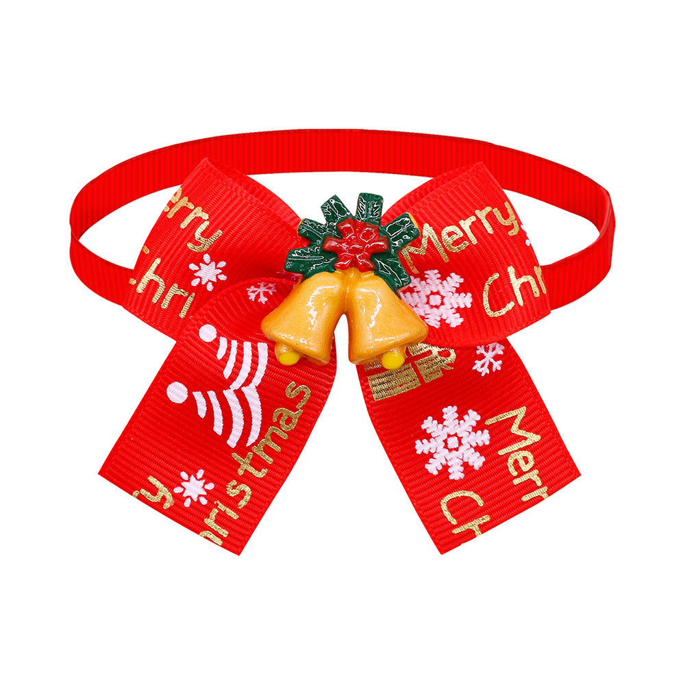 KFX-5830205 Christmas Pet Bow Tie Accessory for Dogs and Cats - Red and Green Design, Multiple Patterns Available