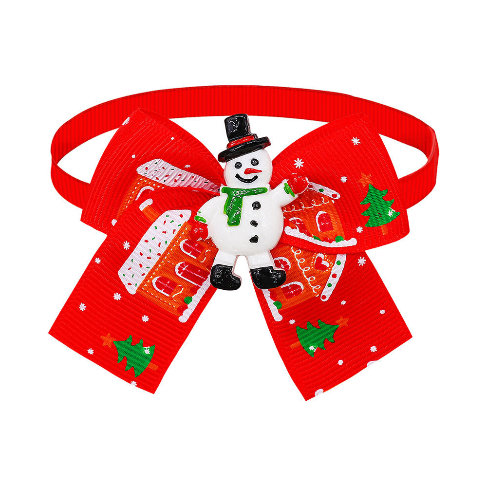 KFX-5830205 Christmas Pet Bow Tie Accessory for Dogs and Cats - Red and Green Design, Multiple Patterns Available