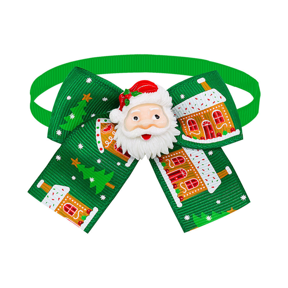 KFX-5830205 Christmas Pet Bow Tie Accessory for Dogs and Cats - Red and Green Design, Multiple Patterns Available