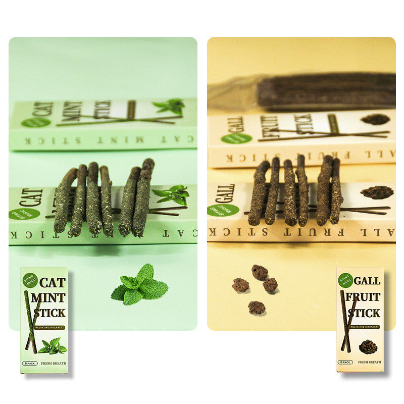 KFX-5832765 Natural Cat Snack - Wood Polygonum Peppermint Stick, 6-Piece Box, Insect & Cat Mint Flavor, 25g
