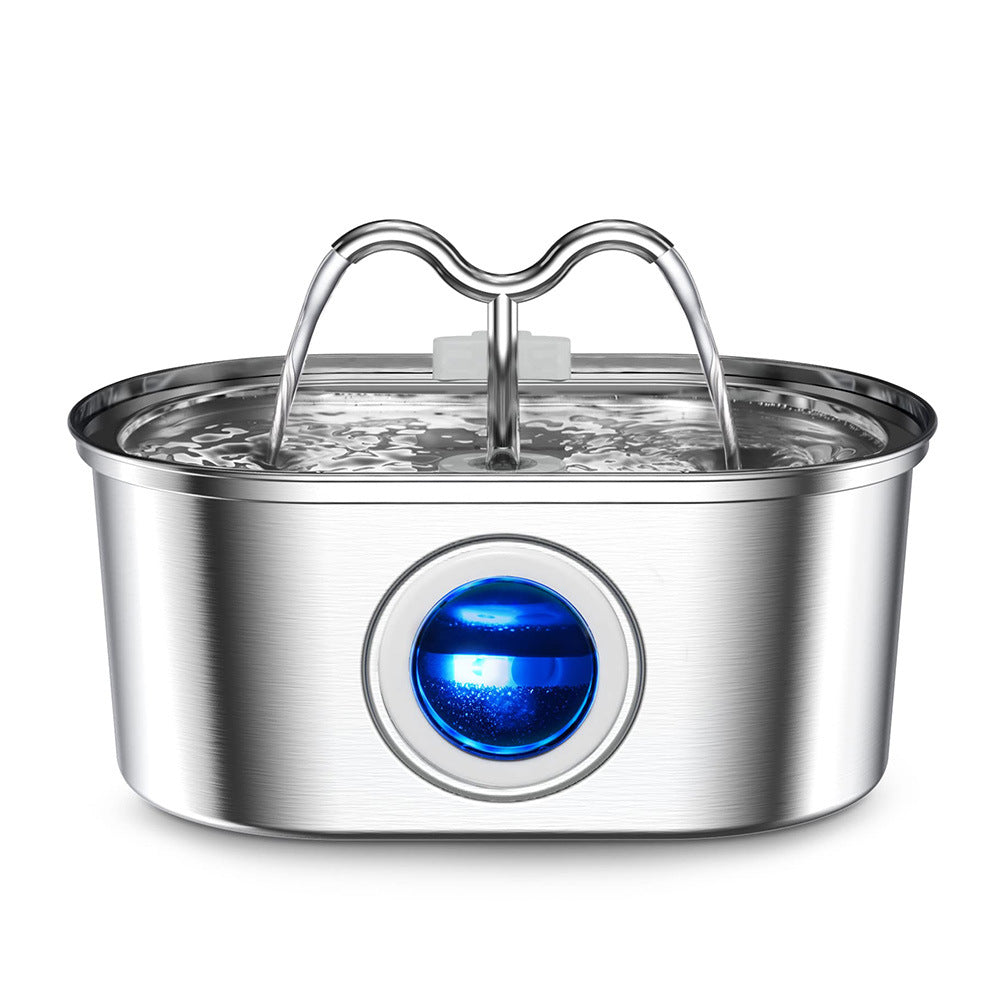 KFX-5833789 Stainless Steel Pet Water Dispenser for Cats and Dogs, Detachable with Pump and Filter Components