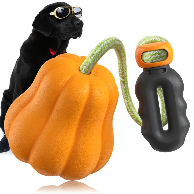 KFX-5836349 Durable Interactive Dog Rope Fetch Toy for Medium and Large Dogs - Teeth Cleaning Pumpkin Design