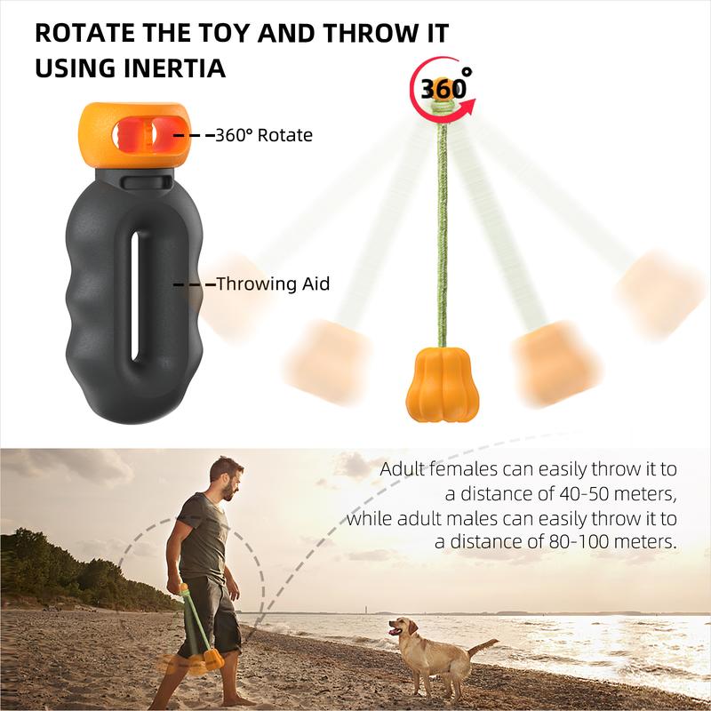 KFX-5836349 Durable Interactive Dog Rope Fetch Toy for Medium and Large Dogs - Teeth Cleaning Pumpkin Design