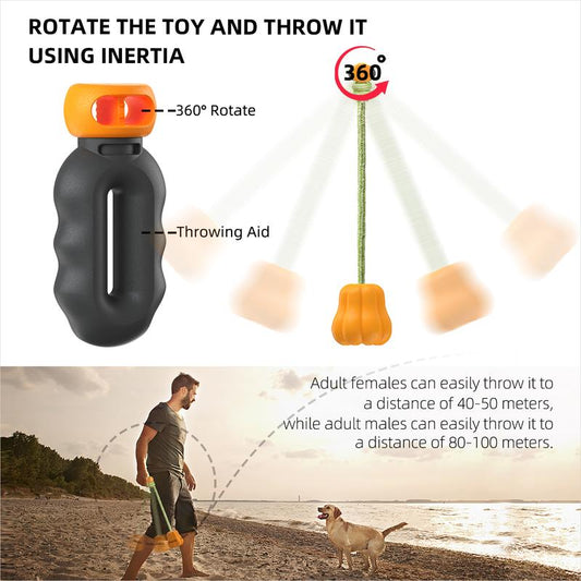 KFX-5836349 Durable Interactive Dog Rope Fetch Toy for Medium and Large Dogs - Teeth Cleaning Pumpkin Design